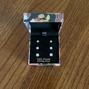 Rachel Ashwell set of Three Cubic Zirconia Sterling Silver Earrings